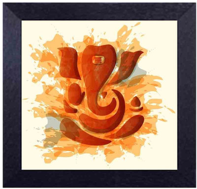 

lord ganesha with water colours Canvas Art(13.5 inch X 13.5 inch, Framed)