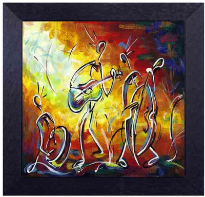 

musicians with instruments Canvas Art(13.5 inch X 13.5 inch, Framed)