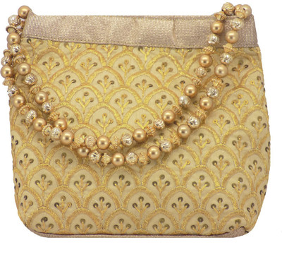 

Bagaholics Ethnic Clutch Silk Potli Batwa Pouch Bag Gift For Women Potli(Gold)