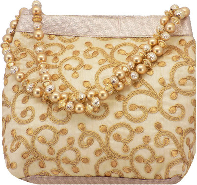 

Bagaholics Ethnic Clutch Silk Potli Batwa Pouch Bag Gift For Women Potli(Gold)