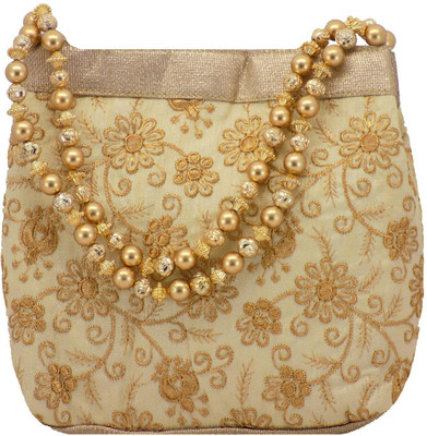 

Bagaholics Ethnic Clutch Silk Potli Batwa Pouch Bag Gift For Women Potli(Gold)