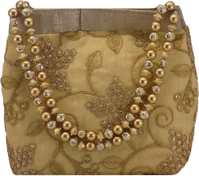 Bagaholics Ethnic Clutch Silk Potli Batwa Pouch Bag Gift For Women Potli(Gold)