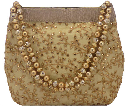

Bagaholics Ethnic Clutch Silk Potli Batwa Pouch Bag Gift For Women Potli(Gold)