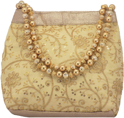 

Bagaholics Ethnic Clutch Silk Potli Batwa Pouch Bag Gift For Women Potli(Gold)
