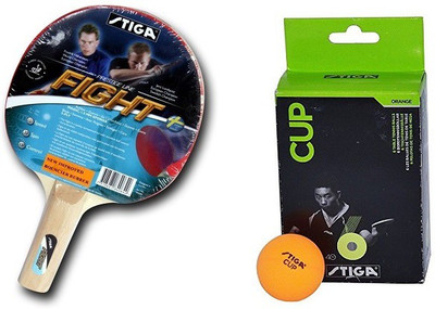 

Stiga Combo Of Two, One Fight Table tennis Racquet , and One Cup Ping Pong Ball Box- Multicolor Table Tennis Racquet(84 g)