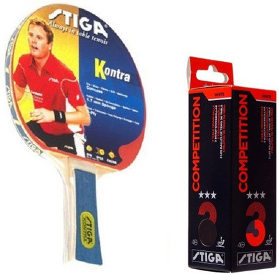 

Stiga Combo Of Two, One Kontra Table tennis Racquet , and One COMPETITION Ping Pong Ball Box- Multicolor Table Tennis Racquet(G4, 85 g)