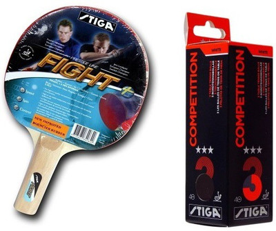

Stiga Combo Of Two, One Fight Table tennis Racquet , and One COMPETITION Ping Pong Ball Box- Multicolor Table Tennis Racquet(84 g)