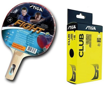 

Stiga Combo Of Two, One Fight Table tennis Racquet , and One CLUB 40+ Ping Pong Ball Box- Multicolor Table Tennis Racquet(G4, 84 g)