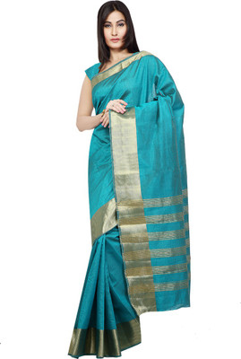 

Rani Saahiba Woven Fashion Tussar Silk Saree(Blue)