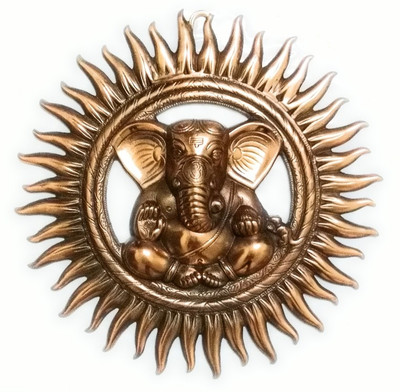 

HOUZZPLUS Hand Crafted Lord Ganesh Wall Hanging -for Wall Decor, Room Decor, Home Decor and Gifts Decorative Showpiece - 30 cm(Cast Iron, Brown)