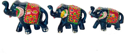 

ROYAL ARTS & CRAFTS Beautiful Handmade Rajasthani Show Piece Of Elephant Pake Of-3 For Home Decor And Gifting Decorative Showpiece - 7 cm(Paper Mache, Grey)