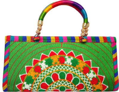 

EXOTICCOLLECTIONSS Girls Evening/Party Green Cotton Clutch