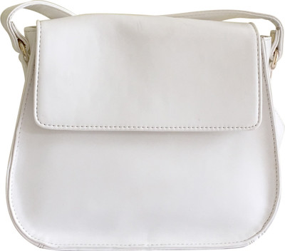 

VINAY AND VIJAY Girls Casual White Leatherette Sling Bag