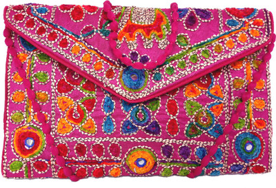 

exoticcollectionss Girls Casual Pink Silk Sling Bag