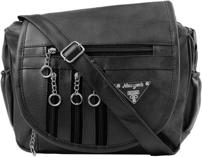 

S3 Girls Casual Black PU Sling Bag