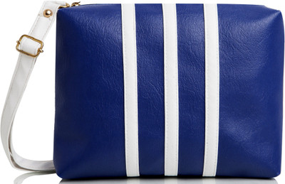 

Mammon Girls Casual Blue, White Rexine, Velvet Sling Bag