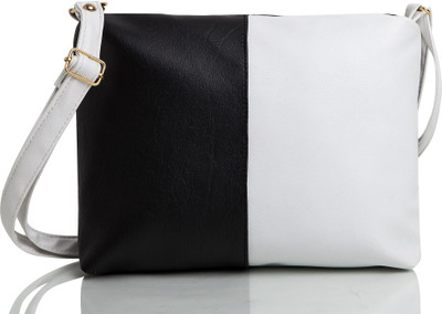 

Mammon Girls Casual Black, White Rexine, Velvet Sling Bag
