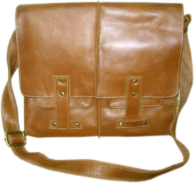 

c & a leather Men & Women Casual Tan Genuine Leather Messenger Bag