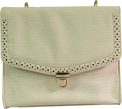 

VINAY AND VIJAY Girls Casual White Leatherette Sling Bag