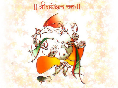 

razwada  Ganesh ji Self Adhesive HF Fine Quality Vinyl Sticker(Pack of 1, Orange;green;red;white