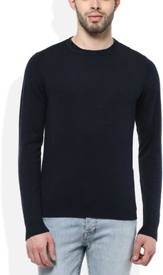 Amco Crafts Solid Round Neck Casual Men Black Sweater