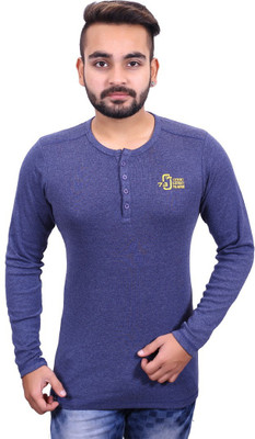 John Berg Solid Men's Round Neck Purple 