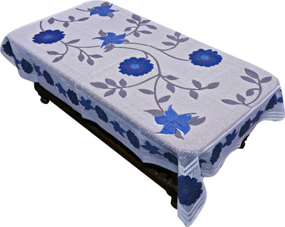 KUBER INDUSTRIES Floral 4 Seater Table Cover(White, PVC (Polyvinyl Chloride))
