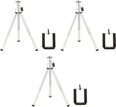 

ReTrack 3PC SET OF Adjustable Mini Mobile Phone Camera Stand Clip Bracket Holder Tripod(Silver, Supports Up to 500 g)