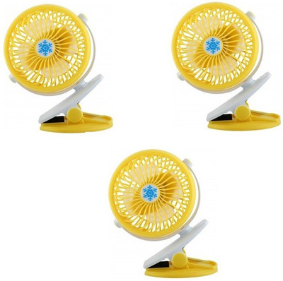 

Oxza Set of 3 Premium Series 360 Degree Rotate Rechargeable Clip Handy Mini USB Fan(Yellow)