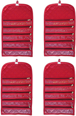 

Atorakushon Pack of 4 Satin Jewellery Organizer WristWatch Payal Chain Bracelet Foldable pouch vanity Bag Cover Travel kit with Zip Maroon Ideal for:Storage of Payal, Watch, Chain, Bracelet Bindi,jewellry Cosmetics etc,Keep your Valuable item safe & Dust 