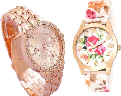 sooms Rhinestone Studded Analog rose gold Dial ARTIFICIAL CHRONOGRAPH WITH NEW GENEVA PLATINUM BIG SIZE DIAL -32 MM DIAMETER ladies party wear Watch  - For Women   Watches  (Sooms)