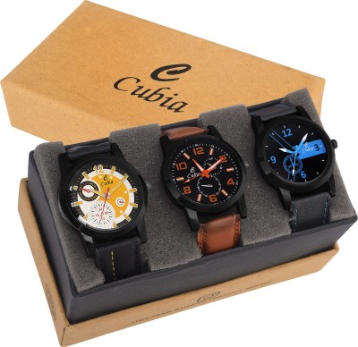 cubia cb-0555 Exclusive New Look Fashion Stylish pack of 3 combo for mans and boys Watch  - For Men   Watches  (Cubia)