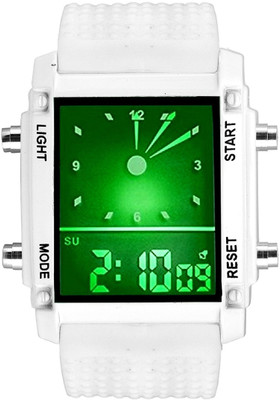 

Pappi Boss White Square Aircraft LED High Defination Watch - For Men
