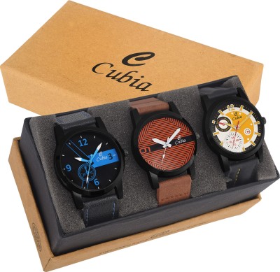 cubia cb-0444 Exclusive Stylish Analog Watch For Mans and Boys Pack of 3 Watch  - For Men   Watches  (Cubia)