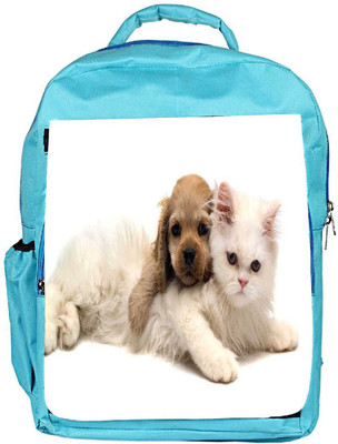 

Snoogg Eco Friendly Canvas Puppy With Persian Cat Designer Backpack Rucksack School Travel Unisex Casual Canvas Bag Bookbag Satchel 5 L Backpack(Blue)
