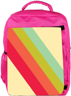

Snoogg Eco Friendly Canvas Pastel Stripes Vector Designer Backpack Rucksack School Travel Unisex Casual Canvas Bag Bookbag Satchel 5 L Backpack(Pink)