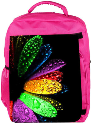 

Snoogg Eco Friendly Canvas Colorful Flowers And Water Droplets Backpack Rucksack School Travel Unisex Casual Canvas Bag Bookbag Satchel 5 L Backpack(Pink)
