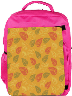 

Snoogg Eco Friendly Canvas Red And Green Leaves Yellow Pattern Designer Backpack Rucksack School Travel Unisex Casual Canvas Bag Bookbag Satchel 5 L Backpack(Pink)