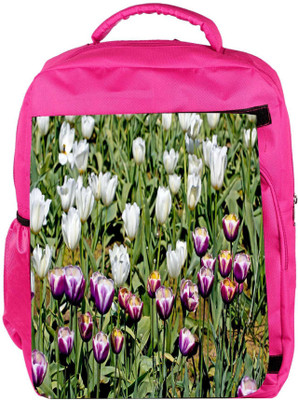 

Snoogg Eco Friendly Canvas Colorful Tulips Backpack Rucksack School Travel Unisex Casual Canvas Bag Bookbag Satchel 5 L Backpack(Pink)