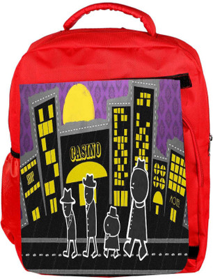 

Snoogg Eco Friendly Canvas Walking In Front Of The Casino 2728 Backpack Rucksack School Travel Unisex Casual Canvas Bag Bookbag Satchel 5 L Backpack(Red)