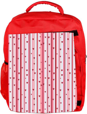 

Snoogg Eco Friendly Canvas Small Hearts Red Strips Designer Backpack Rucksack School Travel Unisex Casual Canvas Bag Bookbag Satchel 5 L Backpack(Red)