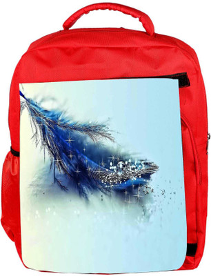 

Snoogg Eco Friendly Canvas Blue Feather And Glitter Designer Backpack Rucksack School Travel Unisex Casual Canvas Bag Bookbag Satchel 5 L Backpack(Red)