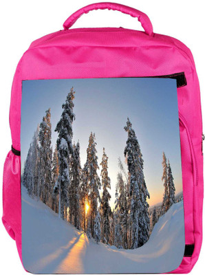 

Snoogg Eco Friendly Canvas Tall Snow Trees Designer Backpack Rucksack School Travel Unisex Casual Canvas Bag Bookbag Satchel 5 L Backpack(Pink)