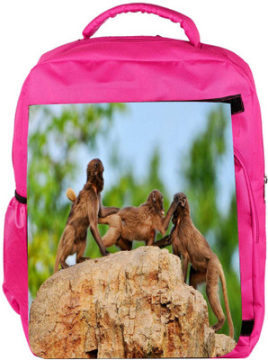 

Snoogg Eco Friendly Canvas Monkey Fighting Designer Backpack Rucksack School Travel Unisex Casual Canvas Bag Bookbag Satchel 5 L Backpack(Pink)