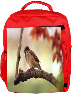 

Snoogg Eco Friendly Canvas Localite Sparrow Designer Backpack Rucksack School Travel Unisex Casual Canvas Bag Bookbag Satchel 5 L Backpack(Red)