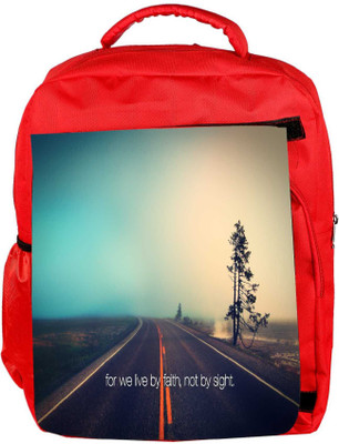 

Snoogg Eco Friendly Canvas Faith Road Designer Backpack Rucksack School Travel Unisex Casual Canvas Bag Bookbag Satchel 5 L Backpack(Red)