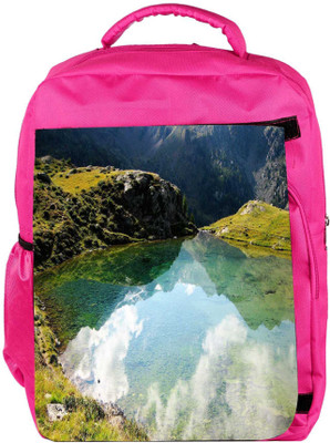 

Snoogg Eco Friendly Canvas Reflection Water Designer Backpack Rucksack School Travel Unisex Casual Canvas Bag Bookbag Satchel 5 L Backpack(Pink)