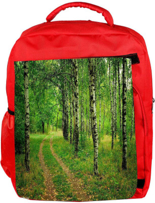 

Snoogg Eco Friendly Canvas Abstract White Trees Designer Backpack Rucksack School Travel Unisex Casual Canvas Bag Bookbag Satchel 5 L Backpack(Red)