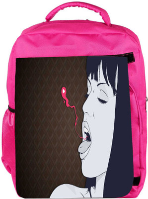 Snoogg Eco Friendly Canvas Breathing Out Love Vector Designer Backpack Rucksack School Travel Unisex Casual Canvas Bag Bookbag Satchel 5 L Backpack(Pink)
