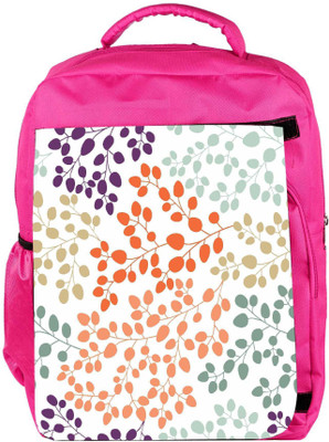 

Snoogg Eco Friendly Canvas Mixed Color Leaves Designer Backpack Rucksack School Travel Unisex Casual Canvas Bag Bookbag Satchel 5 L Backpack(Pink)